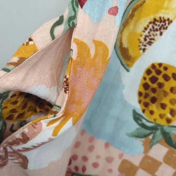 Paper Heart Anthropologie Fruit Print Linen Blend A Line Shift Mini Dress M Boho - Picture 10 of 10